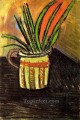 Ramo de flores exóticas en jarrón 1907 Cubismo Pablo Picasso